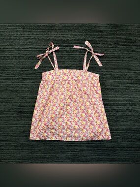 NWT LaRoque Floral Sleeveless Tie Strap Square Neck Camisole Top